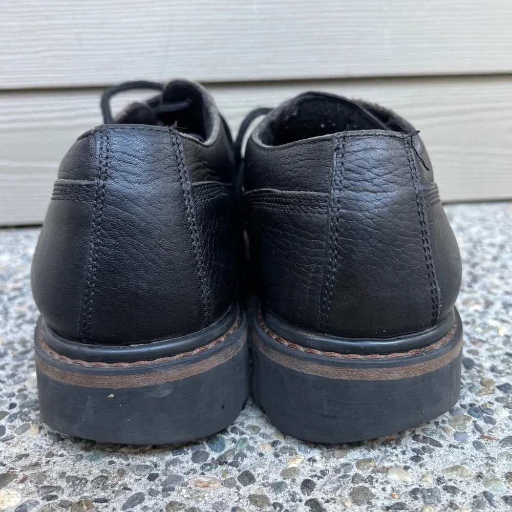 Woolrich Mens Black Pebbled Leather Lug Sole Oxford Shoes Size 9 Rugged Workwear